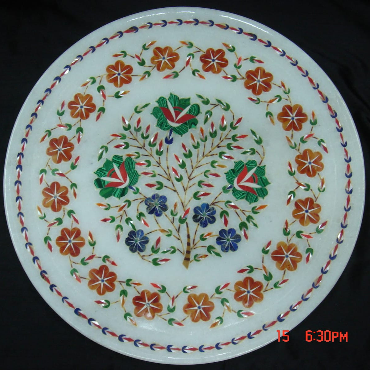 Colourful Stone inlay on Marble Wall Plates