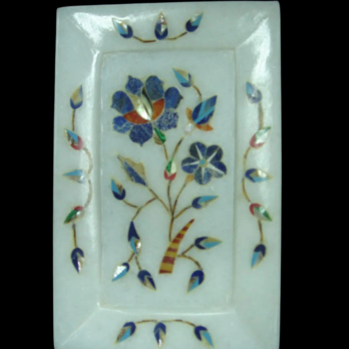marble colourful stone inlay serving platter/decorative piece