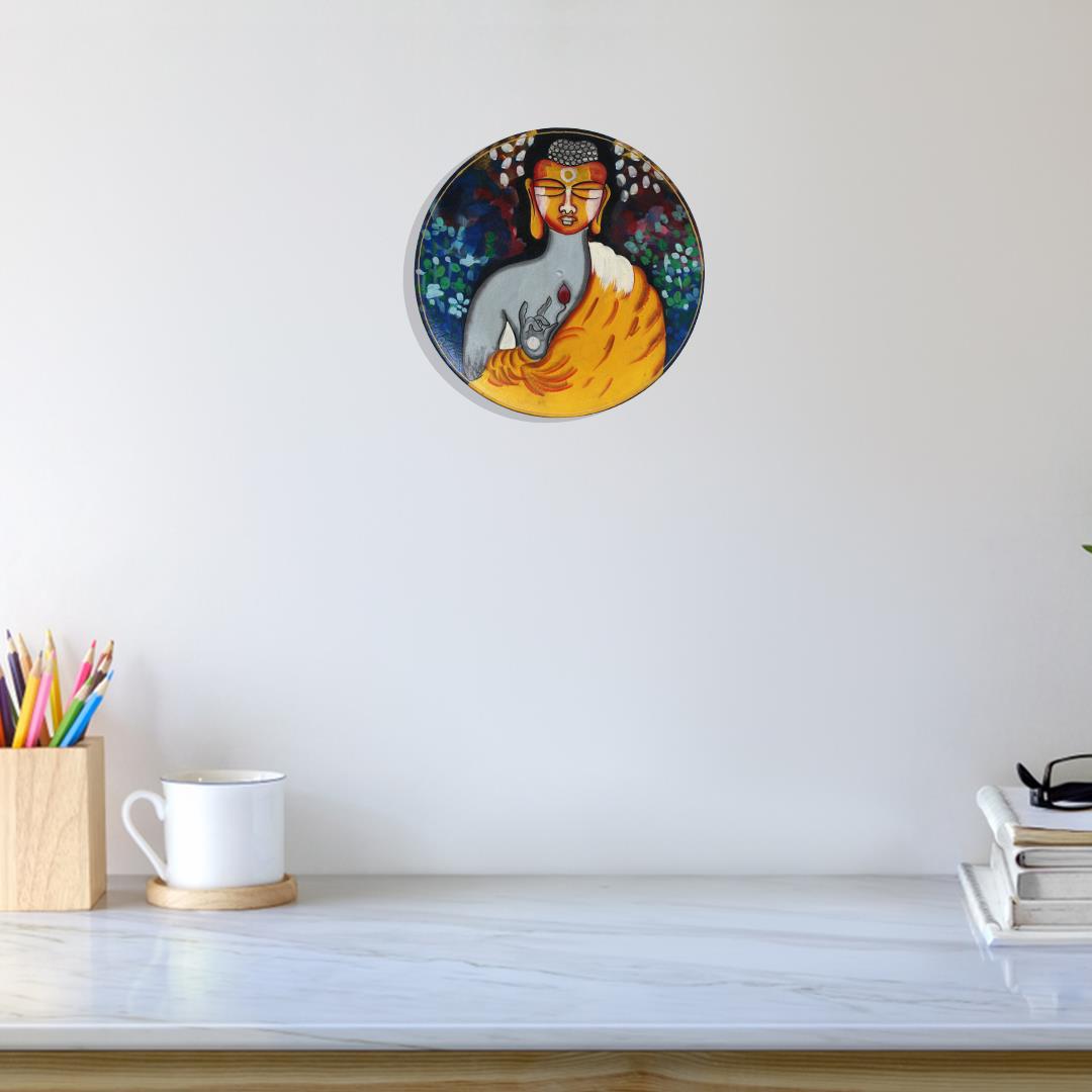 Buddha Wooden Wall Plate | Elegant Spiritual Home Decor