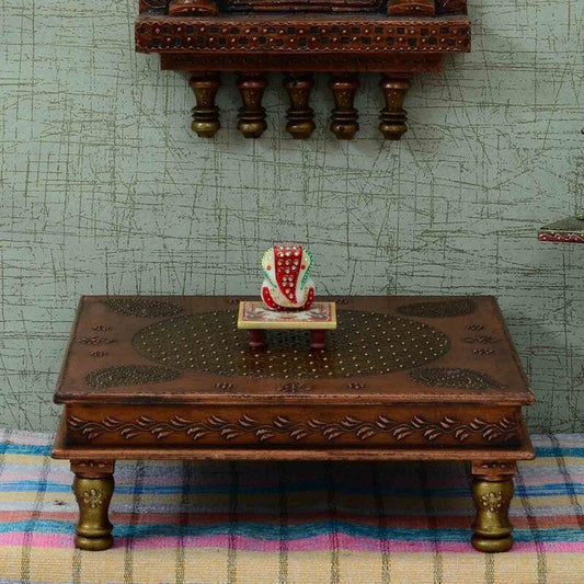 copper  finish small wooden table