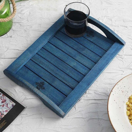 Distress Blue Wooden Serving Tray  - Handcrafted Serving Trays for Elegant Living