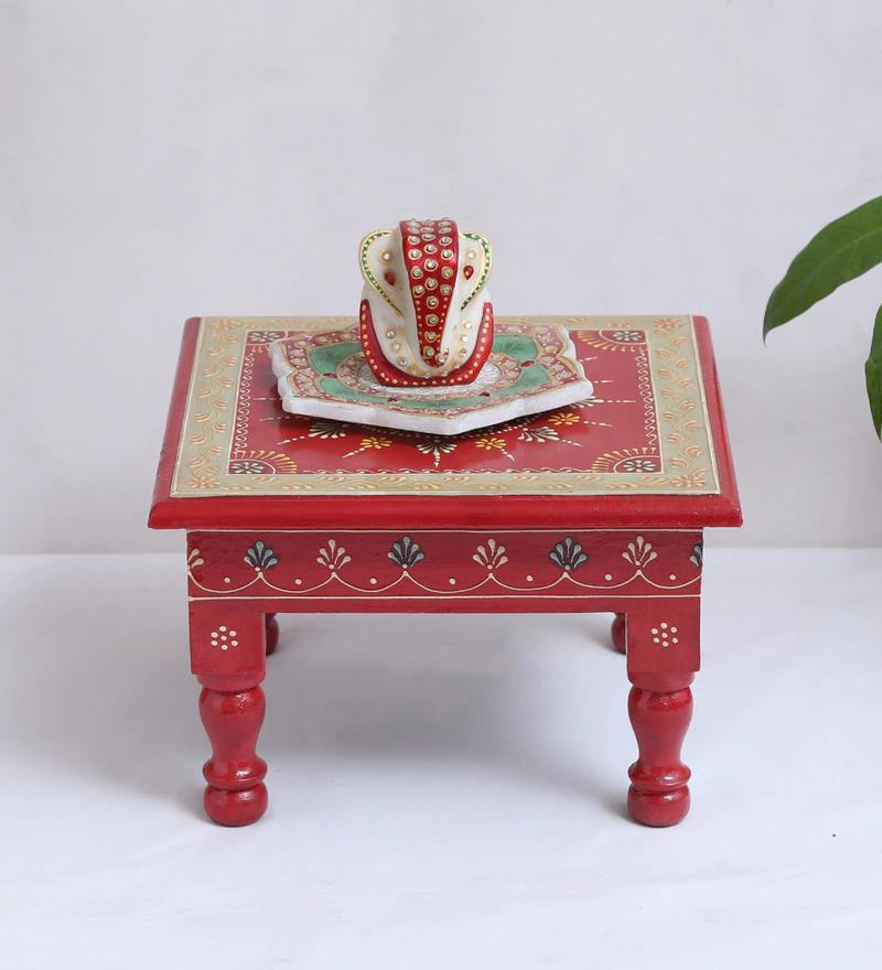 Multicolor Wood & MDF Painted Small Table - Elegant & Durable