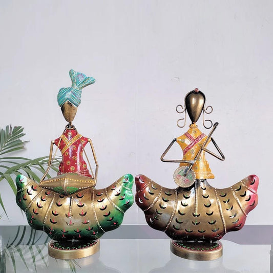 Rajasthani Musician Couple Candle Holder