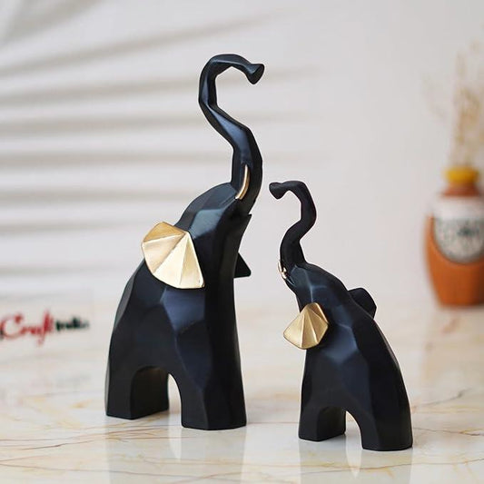 Elegant Twin Polyresin Elephant Figurine - Perfect Home Decor Accent"