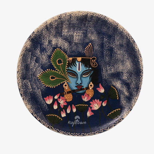 Krishna with Flowers Wall Plate