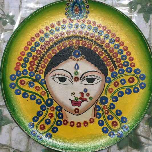 maa durga wooden wall plate
